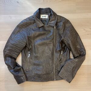 Brown Leather Moto Jacket